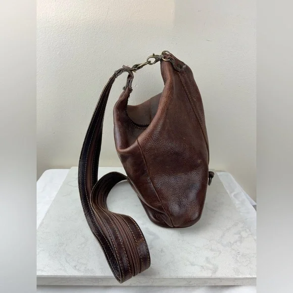 Vintage Italian Leather Backpack Brown Distressed Patina Made in Italy - Picture 2 of 8